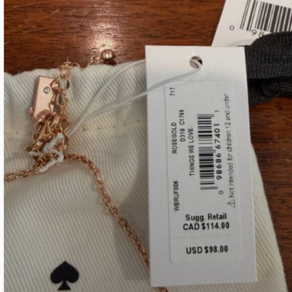 Kate Spade Rose Elephant Lucky Rose Gold Necklace NWT - Picture 3 of 4